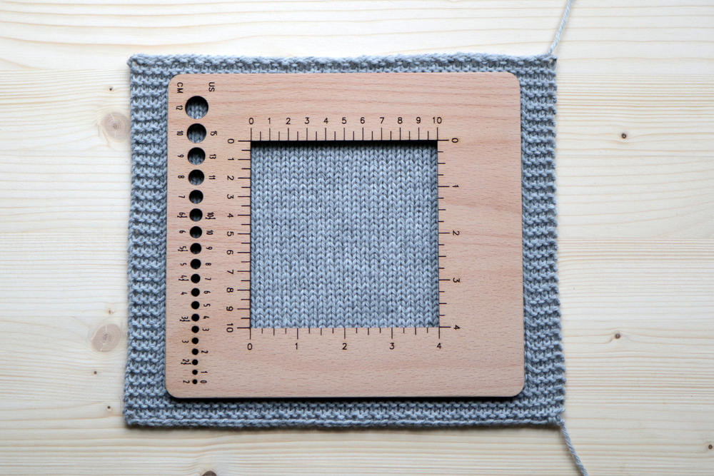 Counting frame on gauge swatch