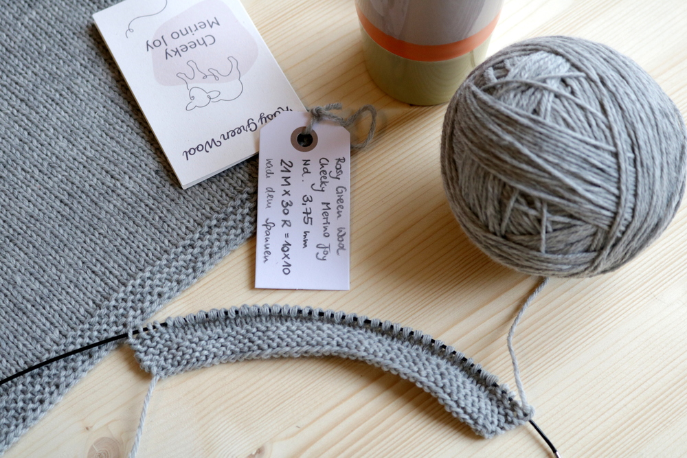 Gauge swatch with border in garter stitch