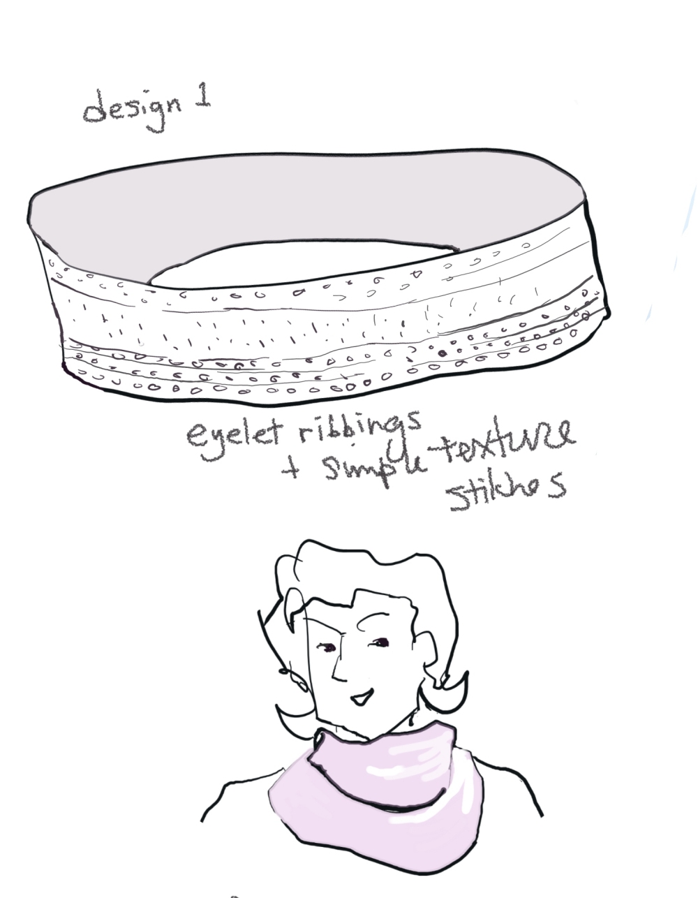 Design sketch of the loop scarf Toco