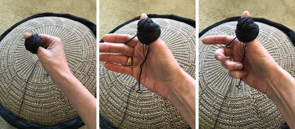 Winding wool to a centre pull ball